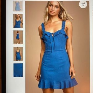 Lulus Blue Sleeveless Ruffled Mini Dress